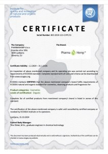 pharmahemp cbd drops in hemp oil with ecogea certification
